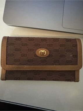 Vintage Gucci Brown Monogram Continental Wallet